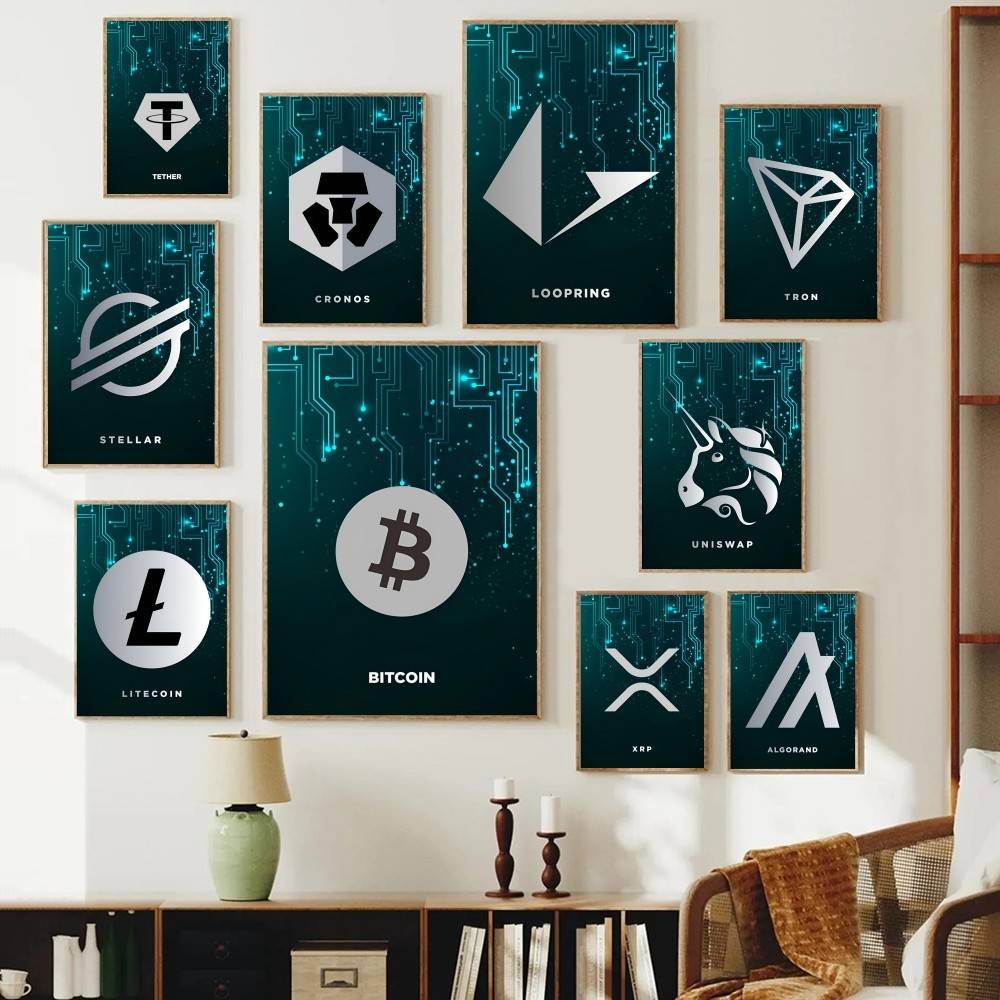 Office Print Tech - Tech Circuit Crypto Symbol Poster Digital