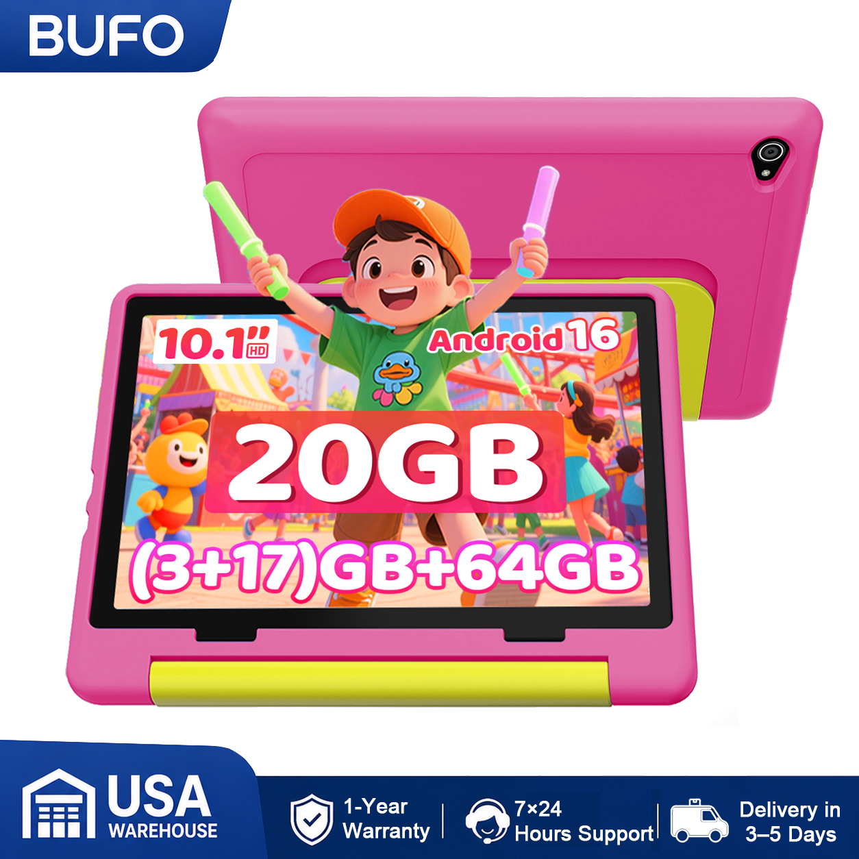 Gigabit Network Card - BUFO KT1028 10.1 Inch Kids Tablet