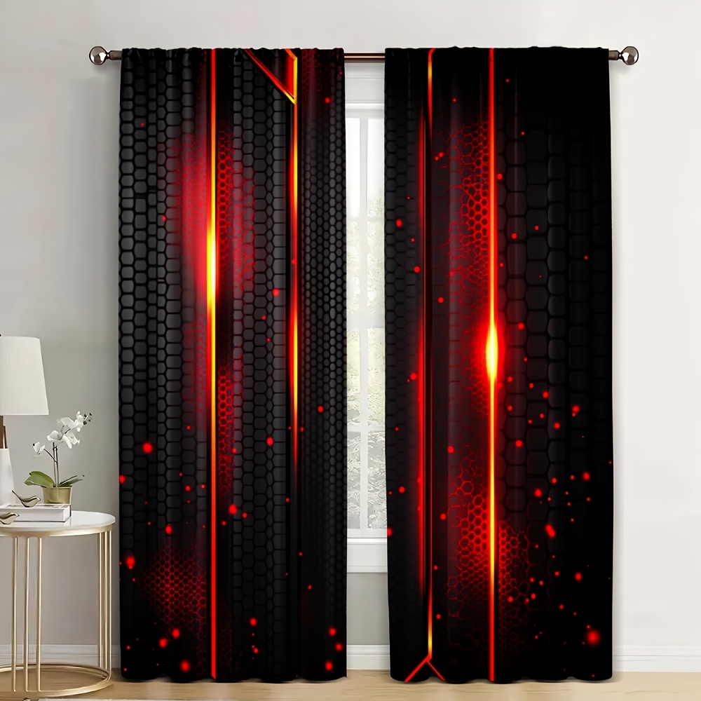 2pcs Lava Curtains Black Red C - Office Print Tech 评论和价格