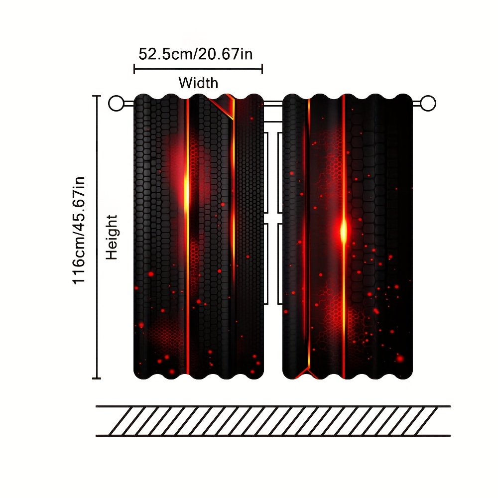 2pcs Lava Curtains Black Red C - Office Print Tech 评论和价格