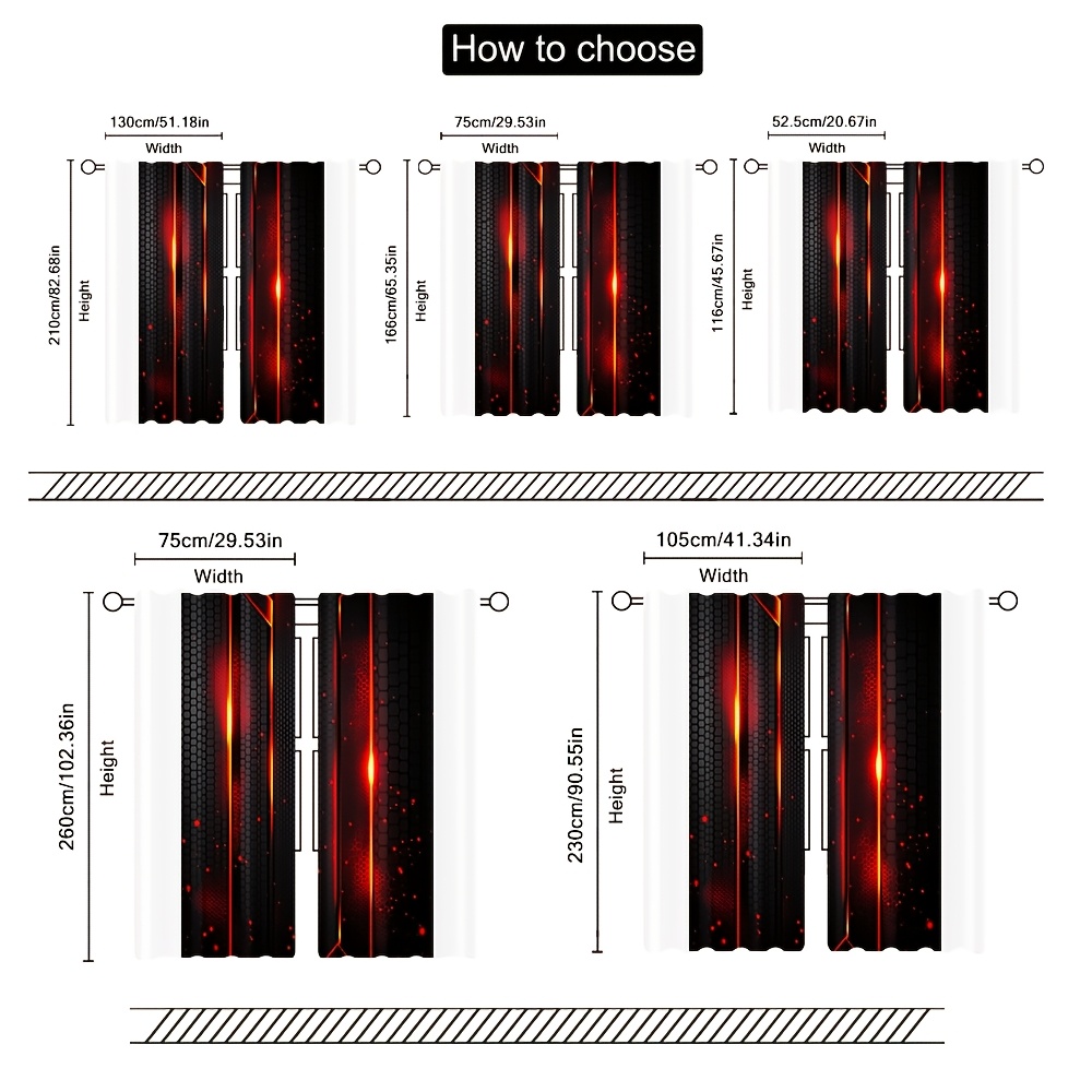 2pcs Lava Curtains Black Red C - Office Print Tech 评论和价格