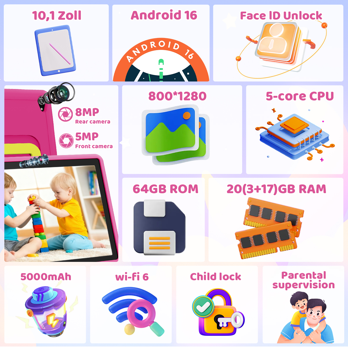 BUFO KT1028 10.1 Inch Kids Tab - Gigabit Network Card 评论和价格